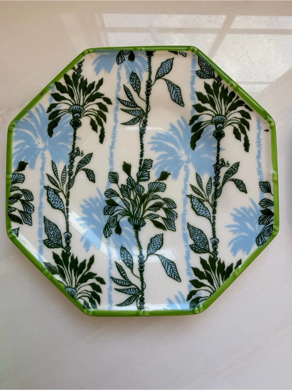 Lilly Pulitzer Octagonal Palm Print Small Plates - Green & Blue (Set of 2)